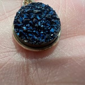 Blue Azurite raw gemstone sterling silver pendant with chain handmade crystal